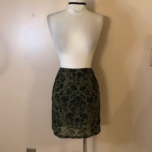 Romwe Green & Black Gothic Damask Floral Printed Stretch Mini Skirt MD LG 8/10